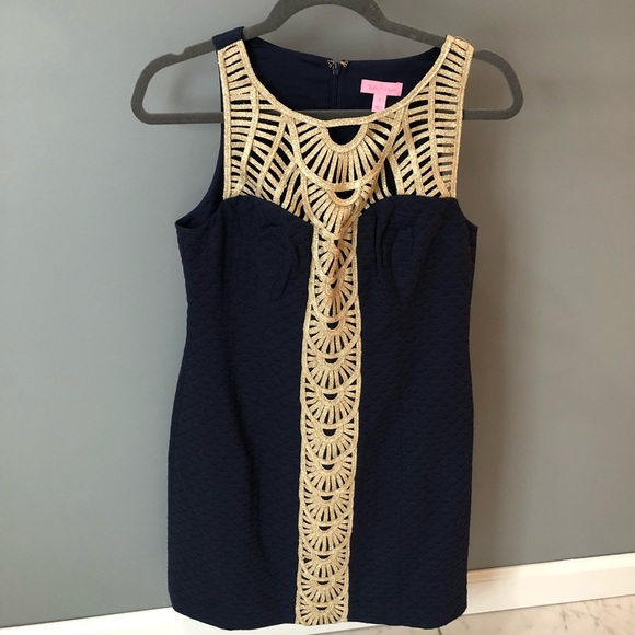 Lilly Pulitzer Tana Shift Dress - Navy and Gold - Picture 1 of 3